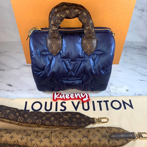 ❌❌LOUIS VUITTON Pillow Speedy Bandouliere 25 Monogram Nylon Metallic Blue bag LV - Picture 2 of 11